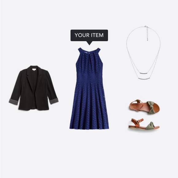 LONDON TIMES Ahleya Eyelet Dress | 6P | Blue - Picture 6 of 6